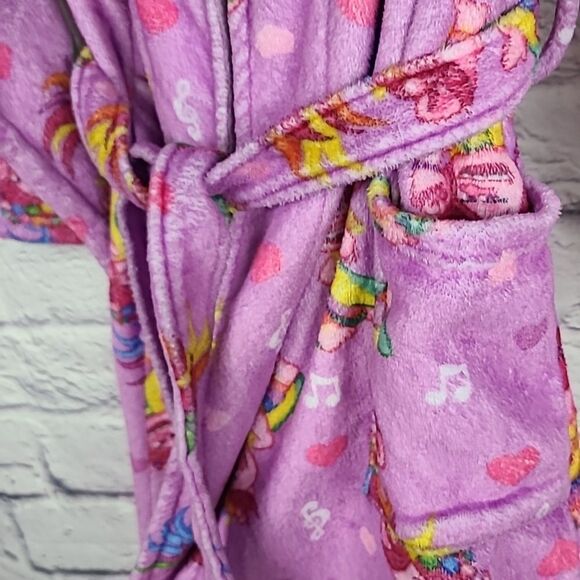 Trolls Girl's 10/12 Poppy Minky Plush Fleece Bathrobe Pink Robe Pockets Belted - Picture 6 of 8